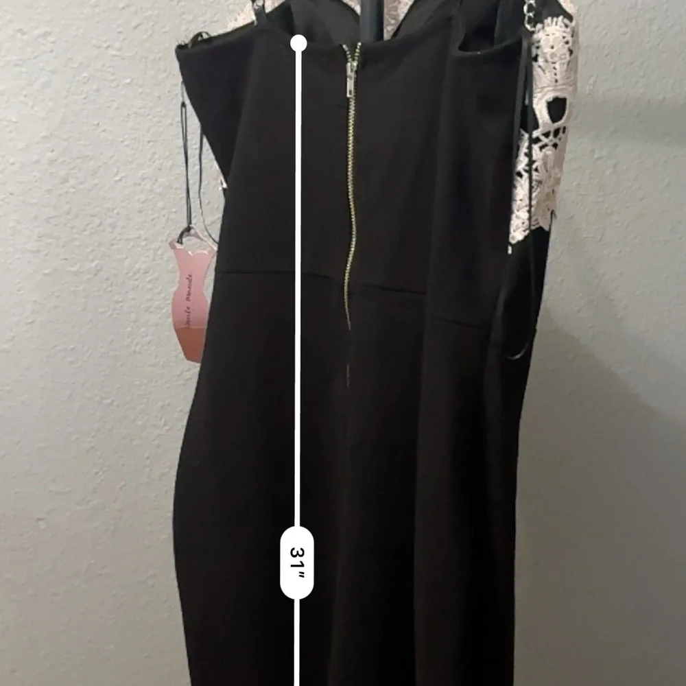 Haute Monde Black and White Lace-Trim Strapless Mini Dress - Picture 5 of 6